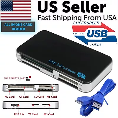 USB 3.0 Memory Card Reader Adapter 5GBPS Fit For CF/TF/SD/Micro SD/XD/M2/MS Card • $13.59