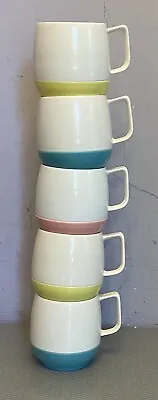 $14.95 • Buy MCM Vintage Bopp Decker Plastic Vacron Mug Cup Set Of 5 Stackable Thermal USA