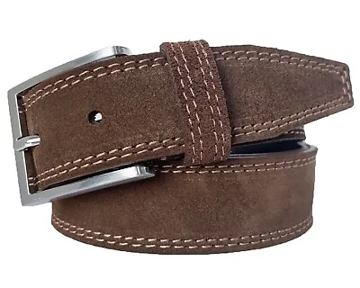 Mens Italian Suede Leather Belt Brown 35mm S M L Xl Xxl • $30