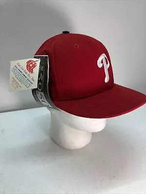 Vintage New Era Philadelphia Phillies Fitted Cap Hat Made In USA 90s Red Diamond • $40