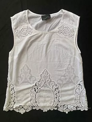 Cynthia Rowley White Lace Cotton Sleeveless Cami/top-S • £6.81