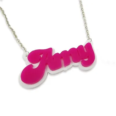 Personalised Candice Font Name Necklace Double Layer Custom Laser Cut Acrylic • £18.99