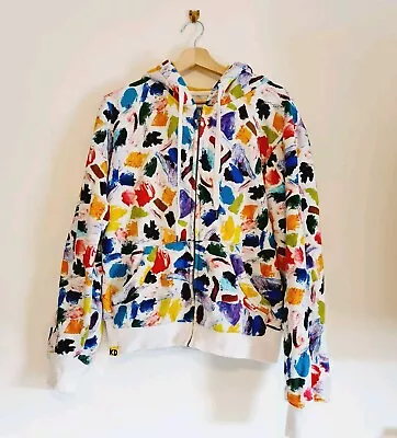 Art To Wear KEN Done Colorful Paint Zip Up Hoodie JumperSweatshirt Large • £46