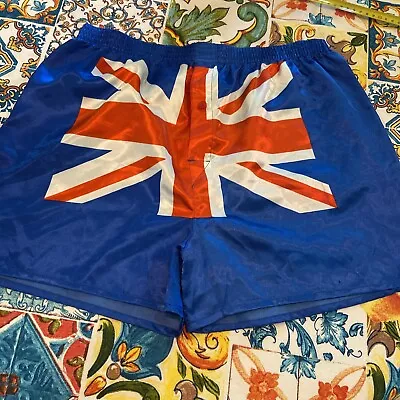 Mens British Union Jack Flag Shorts Trunks Swimming Planet Fun Size Medium • £9.75