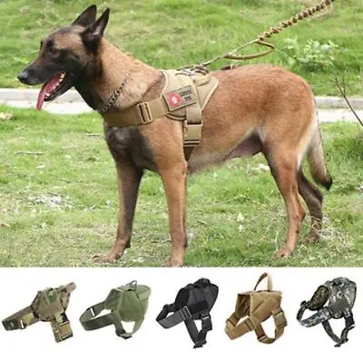Pet Tactical Dog Harness No Pull Adjustable Pet Military Working Training Vest • $15.74