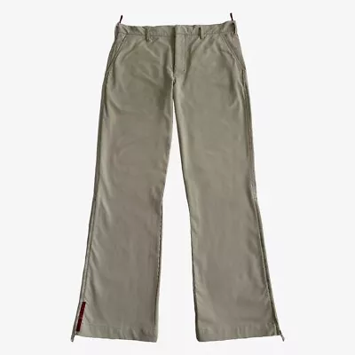 PRADA SPORT Vintage Khaki Nylon Blend Open-Leg Trouser Pants  • $115