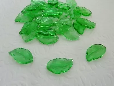 20pcs Glass Leaf Beads Green Jewellery Making Craft 27.5x15mm • $6.95