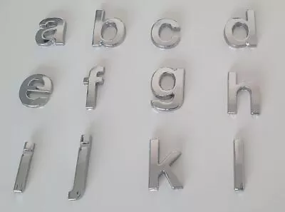 3D Quality Metal Chrome Self Adhesive Lower Case Letters Signs Badge - Silver • £1.89