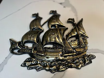 Wall Hanging Sailing Ship Metal Wall Art Of Galleon Boat Vintage 1980 S Style • £38