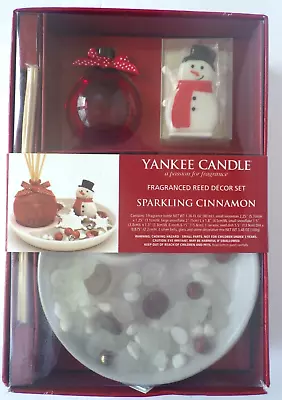 Yankee Candle Sparkling Cinnamon Fragranced Reed Décor Set Snowman New 2010 • £19.29