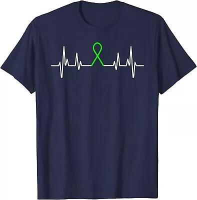 Mental Health Awareness Month Green Ribbon Heartbeat Unisex T-Shirt • $19.99