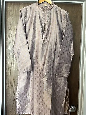 Silk Kurta For Mens Indian Party Wear Kurta Pajama Set With Silk Scarf • $80