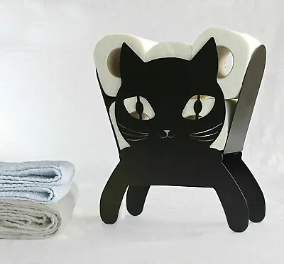 £15.99 • Buy Black Cat Toilet Roll Holder Free-Standing Bathroom Tissue Kitten Storage Gift 