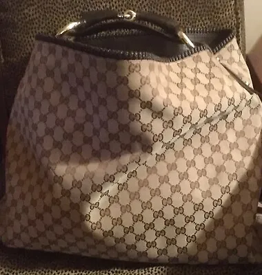 Vintage Gucci Large GG Logo Horsebit Hobo Bag • $1700