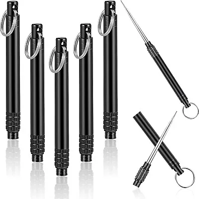 5 Pieces Portable Titanium Toothpicks Metal Pocket Toothpick With Protective Hol • $14