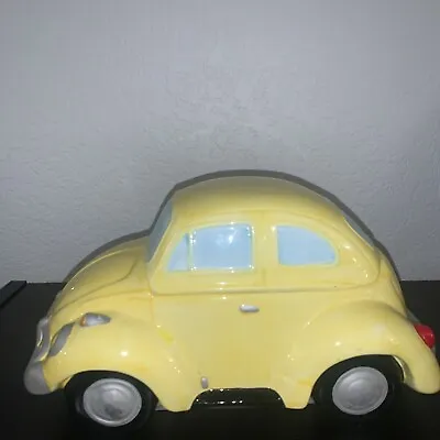 RARE VW Volkswagen Bug Beetle Yellow Cookie Car Jar Lotus ‘97 Ceramic- VGUC • $99.99
