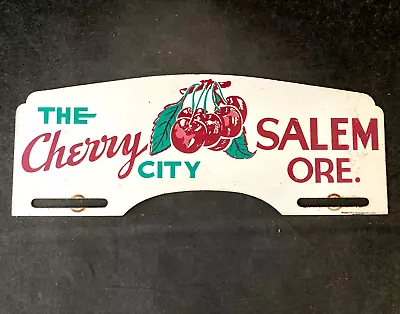 Vintage THE CHERRY CITY SALEM ORE LICENSE PLATE TOPPER Rare Old Advertising Sign • $15.61