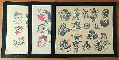 Lot Of 3 Leonard Stoney St Clair Traditional Vintage Style Tattoo Flash Sheets • $69.99