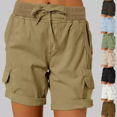 Ladies Combat Shorts Stretch Cargo Elasticated Summer Beach Joggers Size 8-16 • £14.19