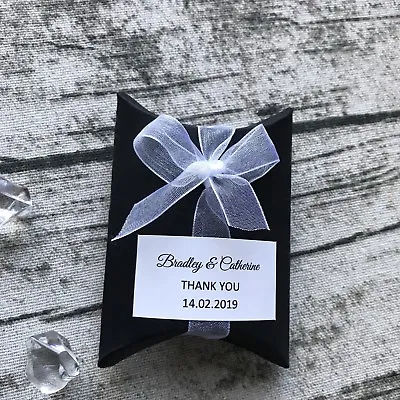 $45.60 • Buy 100 Black Gift Boxes Personalised Gift Stickers Wedding Favor Boxes Pillow Boxes