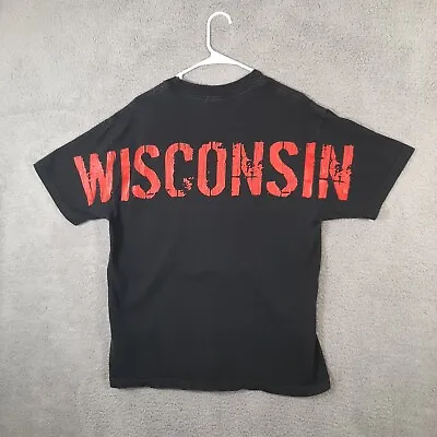 $31.10 • Buy Vintage Wisconsin Badger Shirt Adult Large Black Red Bucky Badger Spell Out Tee