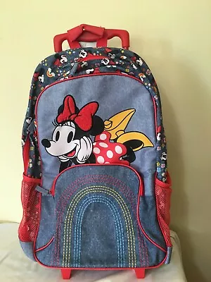 NWT Disney Store Minnie Mouse Rolling Backpack Luggage/Carry-On Suitcase School  • $50.39