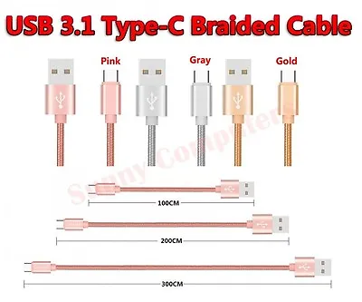 Braided USB-C Adapter Cable Data Sync Power Charger Cord For OnePlus 6 5 5T 3T 3 • $8.03