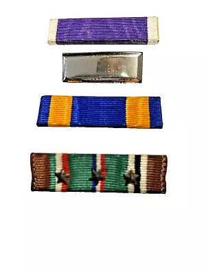 ORIGINAL WWII MILITARY Sterling Silver Bar  PURPLE  E A M E  AIR MEDAL RIBBONS • $11.99