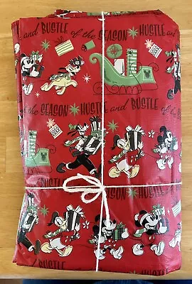 Christmas Vinyl Tablecloth 60x74  Mickey Mouse Minnie Donald Daisy Flannel Back • $19.50