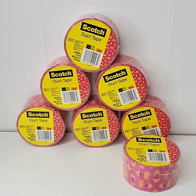 $16.99 • Buy Lot Of 7 Rolls Of Pink & Yellow Tribal Design Scotch Duct Tape 10 Yd Per Roll 