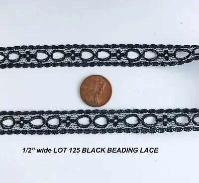 Beading Lace Trim Black 8 Yards 1/2 Soft Vintage For Doll Clothes Crafts Lot 125 • $6.99