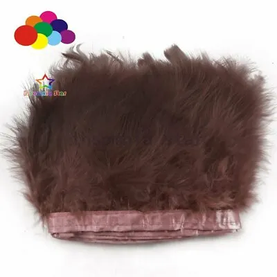 2 Meters Dark Brown Fluffy Turkey Feather Trim 6-7INCH Dyed Marabou Ribbon • $4.99