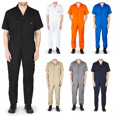 Mens Short Sleeve Coverall Overall Boilersuit Mechanic Protective Work Wear • $35.90