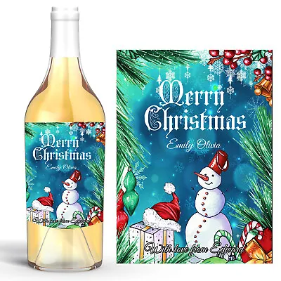 £2.49 • Buy Personalised Christmas Xmas Greetings Gift Wine Bottle Label Any Name Message 12
