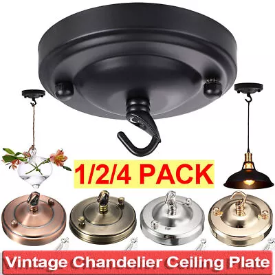 1/2/4Pcs Rose Hook Pendant Chassis Light DIY Vintage Iron Ceiling Plate Holder • £6.47