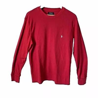 Polo Ralph Lauren Shirt Mens Size Large L Red Waffle Thermal Soft Long Sleeve • $19.99