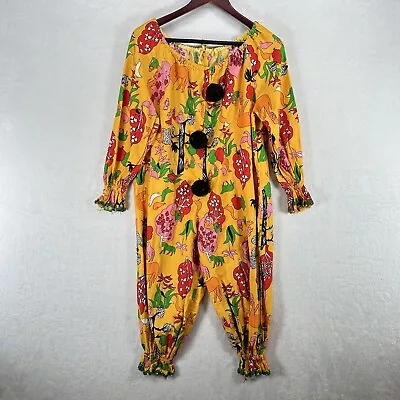 Vintage Clown Suit Kids Large Yellow Floral 60s 70s Children Costume Halloween • $40