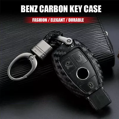 Soft Rubber Carbon Fiber Key Fob Case Cover For Mercedes Benz W203 W210 W211 • $6.93