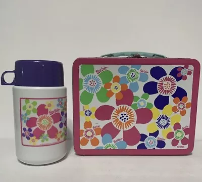 BARBIE Floral LUNCH BOX W/THERMOS Used 1998 Mattel Inc. T2 • $12.95