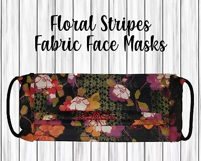 Floral Stripes Handmade Fabric Mask | Washable | Filter Pocket | Nose Wire • $15