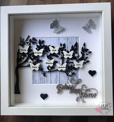 Personalised 3D Box Frame Family Tree Gift Unique Keepsake Home Art Decor • £27.99