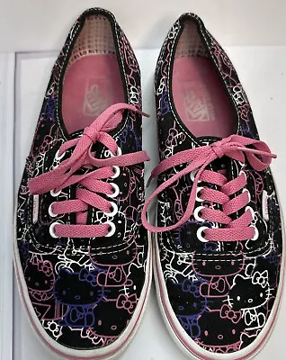 Vans Hello Kitty Women’s  Black Purple And Pink Lace Up Sneakers Shoes 8.5 • $34.95