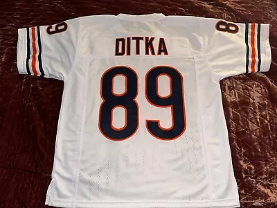 MIKE DITKA Unsigned Custom Chicago White Sewn New Football Jersey Size L • $30