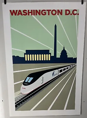 Original Travel Poster 2004 Amtrak Acela Washington DC Schwab • $200