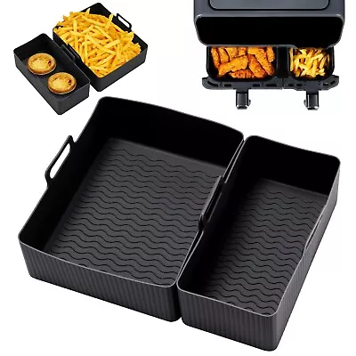 2Pcs Air Fryer Reusable Silicone Liner Or 5.2L+3.1L Tefal Easy Fry Tower Salter • $22.69