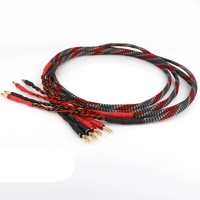 Pair 12AWG 8 Strands OCC Pure Copper Wire HiFi Audio Speaker Loudspeaker Cable • £20.39