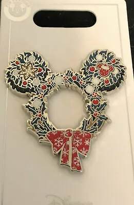 Disney Parks Mickey Mouse Icon Holiday Christmas Wreath Bow Pin  • $19.98