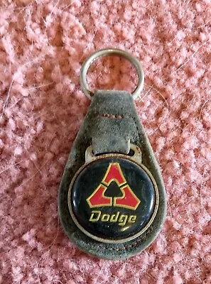 Vintage Dodge Leather & Metal Keychain FOB  Black Leather Black Red Gold FOB • $12.99