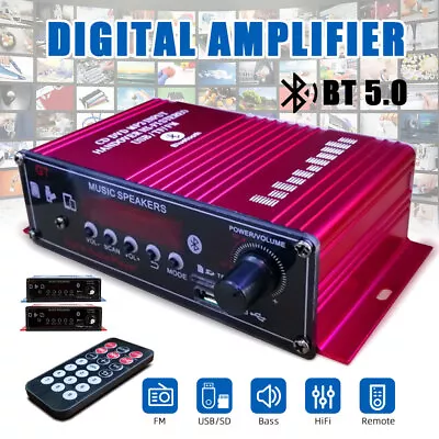 400W 12V 2 Channel Bluetooth Stereo Audio Power Amplifier HiFi Amp With Remote • $31.63