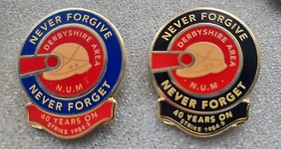2 X Derbyshire Num 40th Anniversary Miners Strike 1984 Mining Badges  • £21